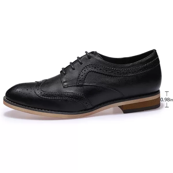 Mona flying Women's Leather Perforated Lace-up Oxfords Brogue Wingtip Derby Shoes for Ladies Women