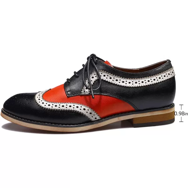 Mona flying Women's Leather Perforated Lace-up Oxfords Brogue Wingtip Derby Shoes for Ladies Women