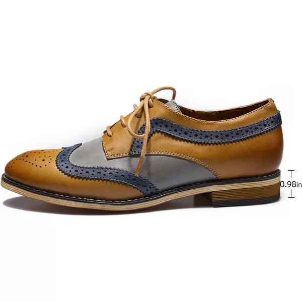 Mona flying Women's Leather Perforated Lace-up Oxfords Brogue Wingtip Derby Shoes for Ladies Women