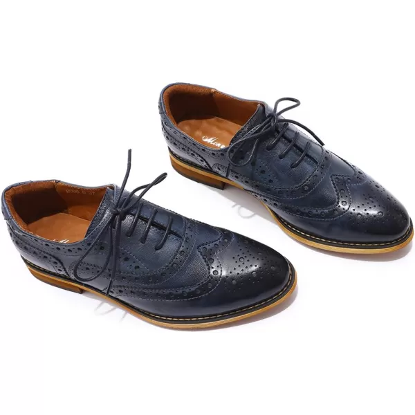 Mona flying Women's Leather Perforated Lace-up Oxfords Brogue Wingtip Derby Shoes for ladis Women