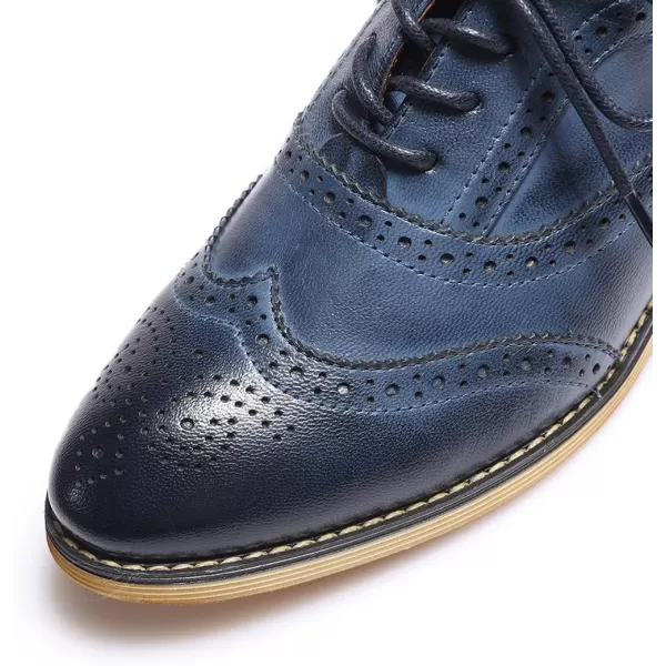 Mona flying Women's Leather Perforated Lace-up Oxfords Brogue Wingtip Derby Shoes for ladis Women