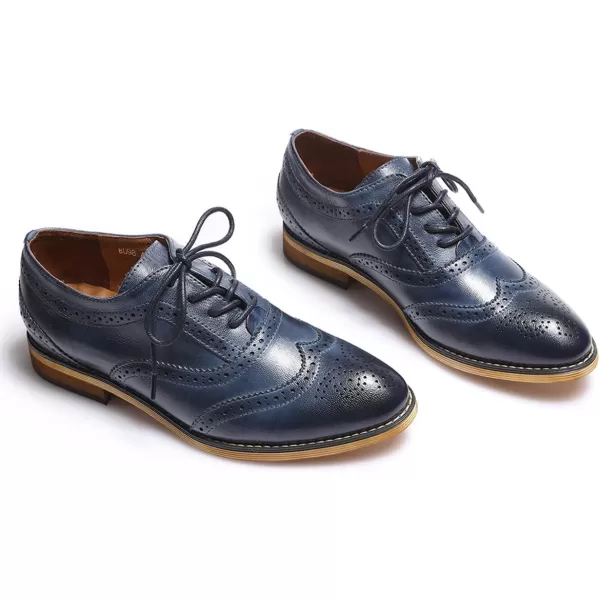 Mona flying Women's Leather Perforated Lace-up Oxfords Brogue Wingtip Derby Shoes for ladis Women