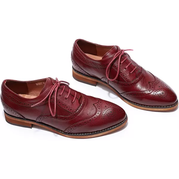 Mona flying Women's Leather Perforated Lace-up Oxfords Brogue Wingtip Derby Shoes for ladis Women