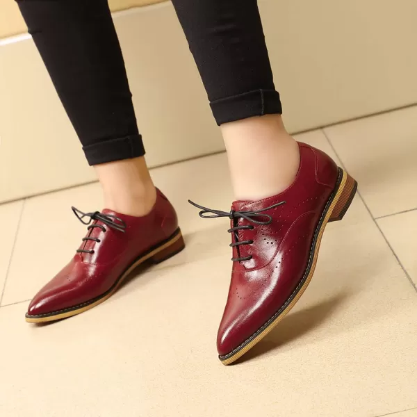 Mona flying Women's Leather Perforated Lace-up Oxfords Brogue Wingtip Derby Shoes for ladis Women