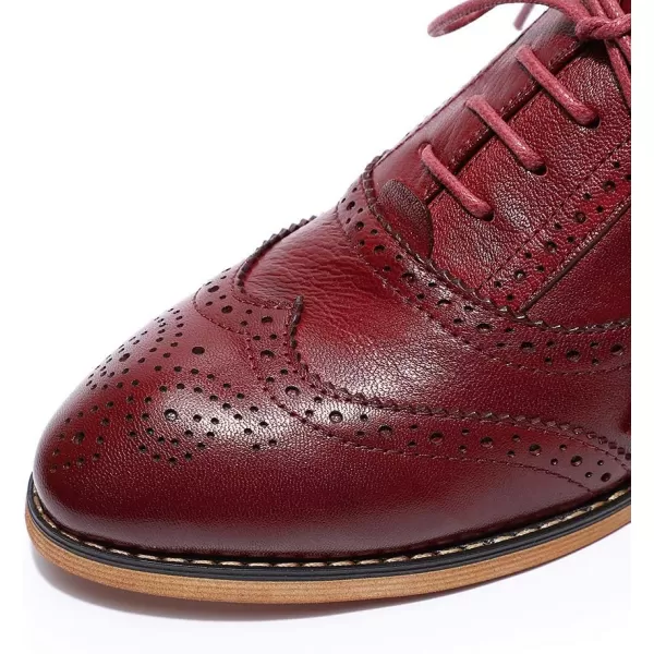 Mona flying Women's Leather Perforated Lace-up Oxfords Brogue Wingtip Derby Shoes for ladis Women