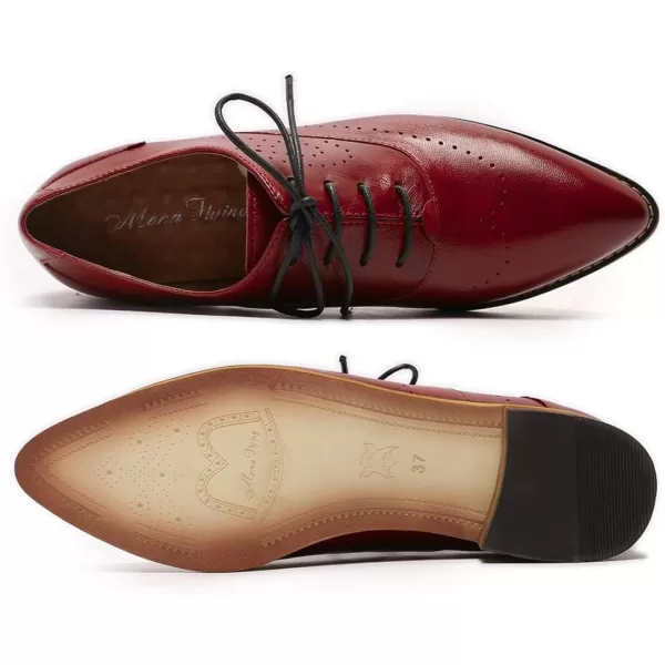 Mona flying Women's Leather Perforated Lace-up Oxfords Brogue Wingtip Derby Shoes for ladis Women