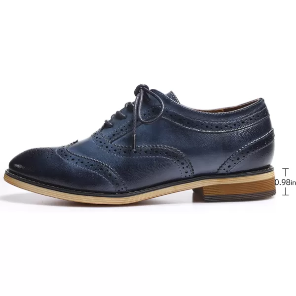 Mona flying Women's Leather Perforated Lace-up Oxfords Brogue Wingtip Derby Shoes for ladis Women