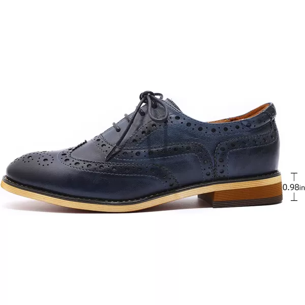 Mona flying Women's Leather Perforated Lace-up Oxfords Brogue Wingtip Derby Shoes for ladis Women