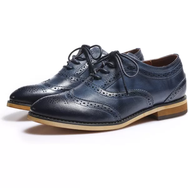 Mona flying Women's Leather Perforated Lace-up Oxfords Brogue Wingtip Derby Shoes for ladis Women