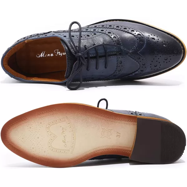 Mona flying Women's Leather Perforated Lace-up Oxfords Brogue Wingtip Derby Shoes for ladis Women