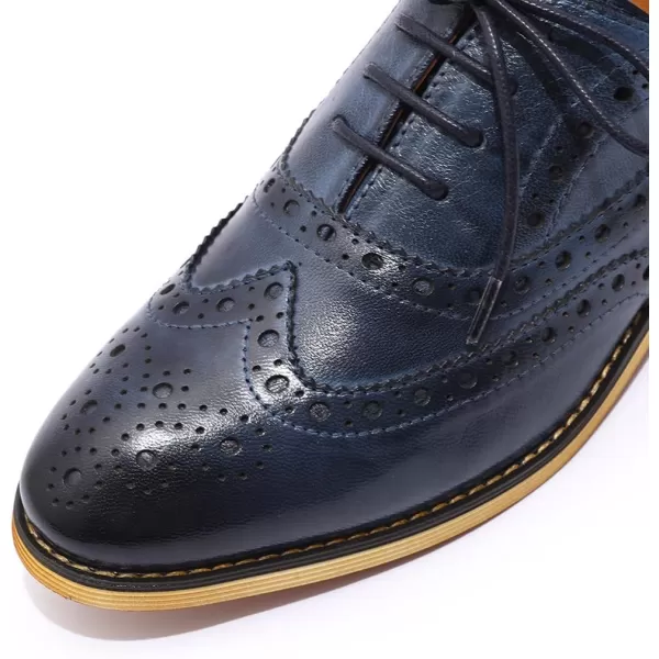 Mona flying Women's Leather Perforated Lace-up Oxfords Brogue Wingtip Derby Shoes for ladis Women