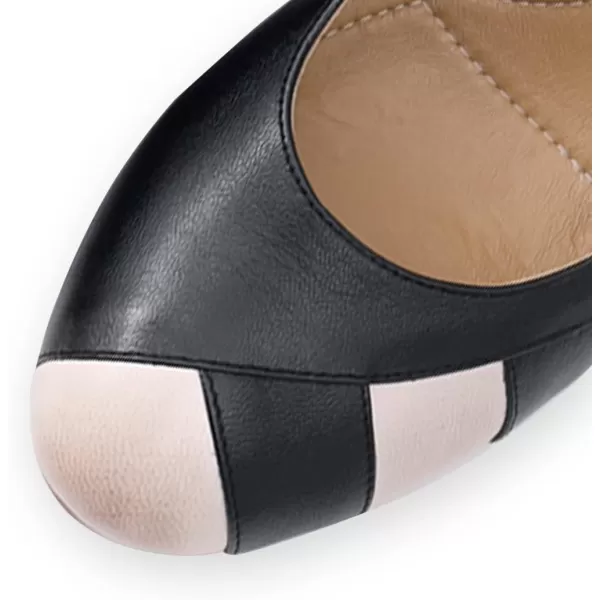 Mona flying Women's Leather Pump Med Heel Pointed Toe Office Dress Shoes for Ladies