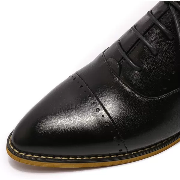 Mona flying Women's Pointed Toe Oxfords Brogue Derby Retro Lace up Leather Shoes for Ladies
