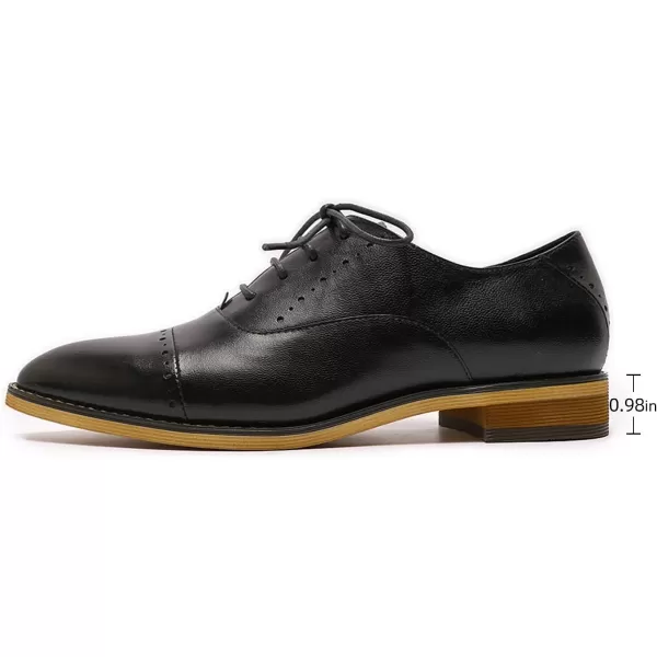 Mona flying Women's Pointed Toe Oxfords Brogue Derby Retro Lace up Leather Shoes for Ladies