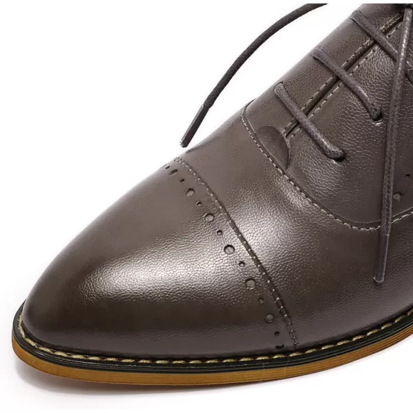 Mona flying Women's Pointed Toe Oxfords Brogue Derby Retro Lace up Leather Shoes for Ladies