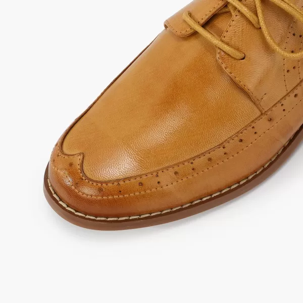 Mona flying Womens Retro Oxfords Brogue Comfortable Handmade Lace up Leather Shoes for Ladies