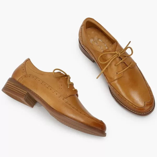 Mona flying Womens Retro Oxfords Brogue Comfortable Handmade Lace up Leather Shoes for Ladies