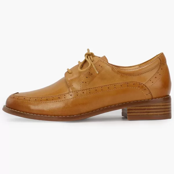 Mona flying Womens Retro Oxfords Brogue Comfortable Handmade Lace up Leather Shoes for Ladies