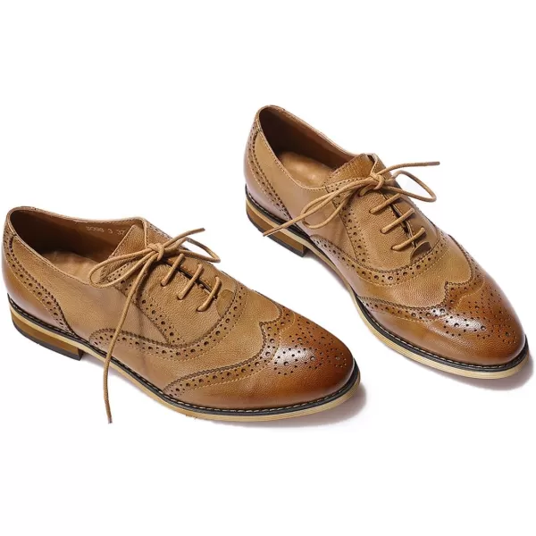 Mona flying Womens Vintage Wingtip Oxfords Ladies Lace up Leather Shoes
