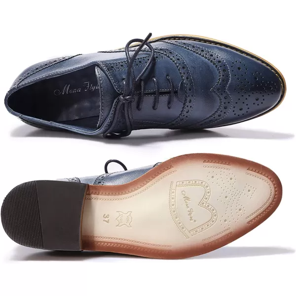 Mona flying Womens Vintage Wingtip Oxfords Ladies Lace up Leather Shoes
