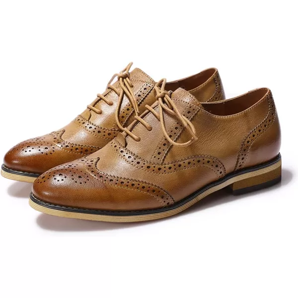 Mona flying Womens Vintage Wingtip Oxfords Ladies Lace up Leather Shoes