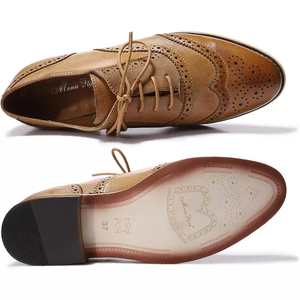 Mona flying Womens Vintage Wingtip Oxfords Ladies Lace up Leather Shoes