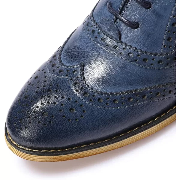 Mona flying Womens Vintage Wingtip Oxfords Ladies Lace up Leather Shoes