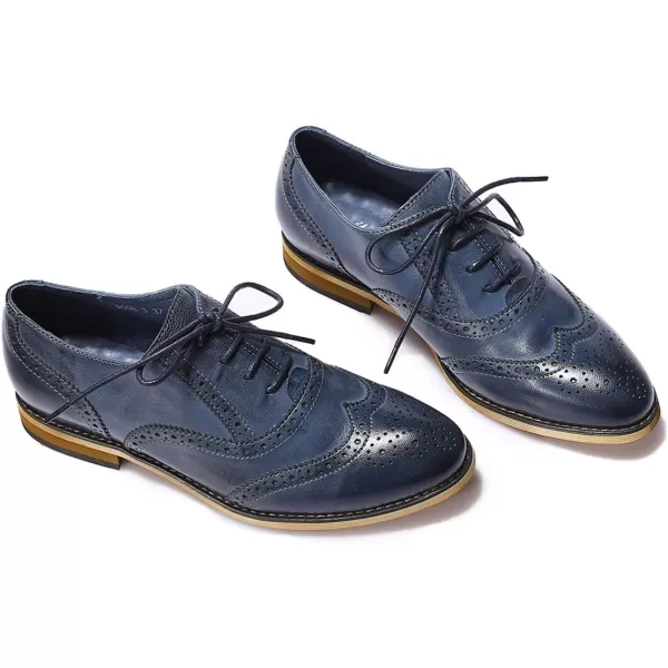 Mona flying Womens Vintage Wingtip Oxfords Ladies Lace up Leather Shoes