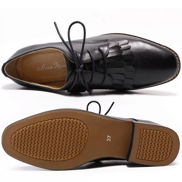 Mona flying Women's Wingtip Oxfords Brogue Derby Vintage Lace up Leather Shoes for Ladies