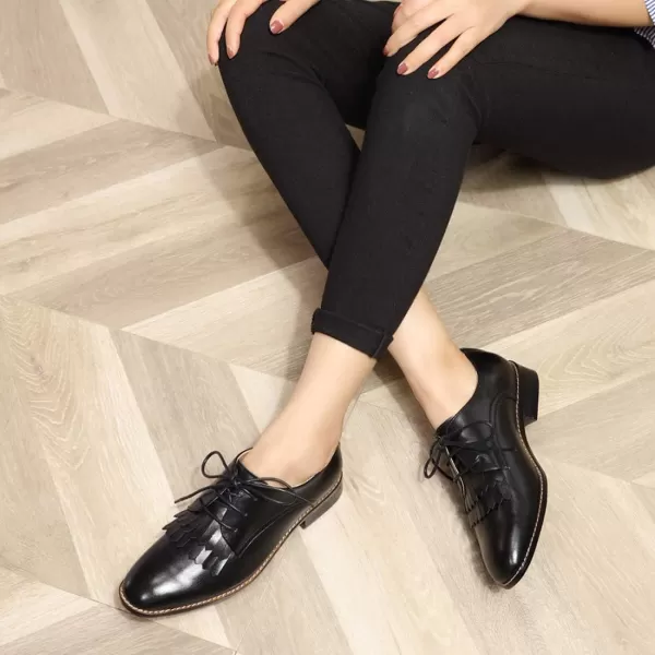 Mona flying Women's Wingtip Oxfords Brogue Derby Vintage Lace up Leather Shoes for Ladies