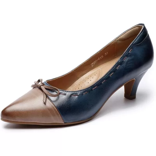 Mona flying Leather Mid Kitten Pumps Elegant Women Slip On Classic Comfortable Elegant Handmade Work Shoes