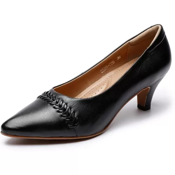 Mona flying Leather Mid Kitten Pumps Elegant Women Slip On Classic Comfortable Elegant Handmade Work Shoes