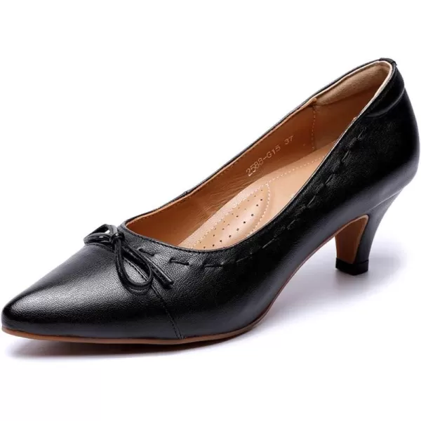 Mona flying Leather Mid Kitten Pumps Elegant Women Slip On Classic Comfortable Elegant Handmade Work Shoes