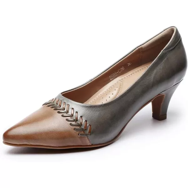 Mona flying Leather Mid Kitten Pumps Elegant Women Slip On Classic Comfortable Elegant Handmade Work Shoes