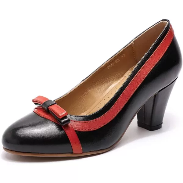Mona flying Leather Mid Kitten Pumps Elegant Women Slip On Classic Comfortable Elegant Handmade Work Shoes