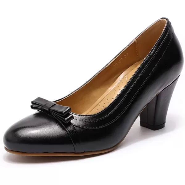 Mona flying Leather Mid Kitten Pumps Elegant Women Slip On Classic Comfortable Elegant Handmade Work Shoes