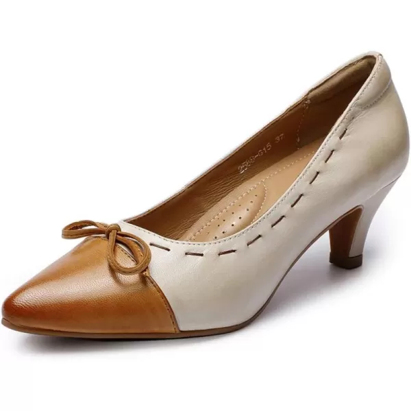 Mona flying Leather Mid Kitten Pumps Elegant Women Slip On Classic Comfortable Elegant Handmade Work Shoes