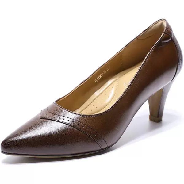 Mona flying Leather Mid Kitten Pumps Elegant Women Slip On Classic Comfortable Elegant Handmade Work Shoes
