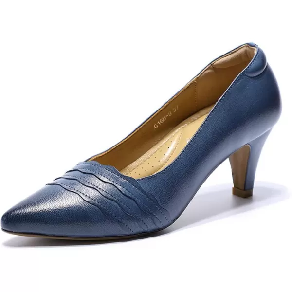 Mona flying Leather Retro Pointed Toe Pumps Women Kitten Heels Dressy Casual Shoes