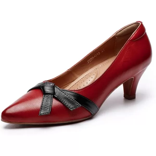 Mona flying Leather Retro Pointed Toe Pumps Women Kitten Heels Dressy Casual Shoes