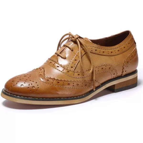 Mona flying Womens Handcrafted Comfy Wingtip Oxfords Brogue Ladies Lace up Leather Shoes