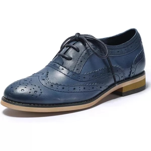 Mona flying Womens Handcrafted Comfy Wingtip Oxfords Brogue Ladies Lace up Leather Shoes