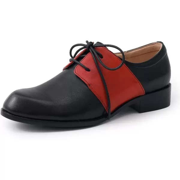 Mona flying Women's Handmade Two Tone Dress Oxfords Derby Comfy Lace up Leather Shoes for Ladies