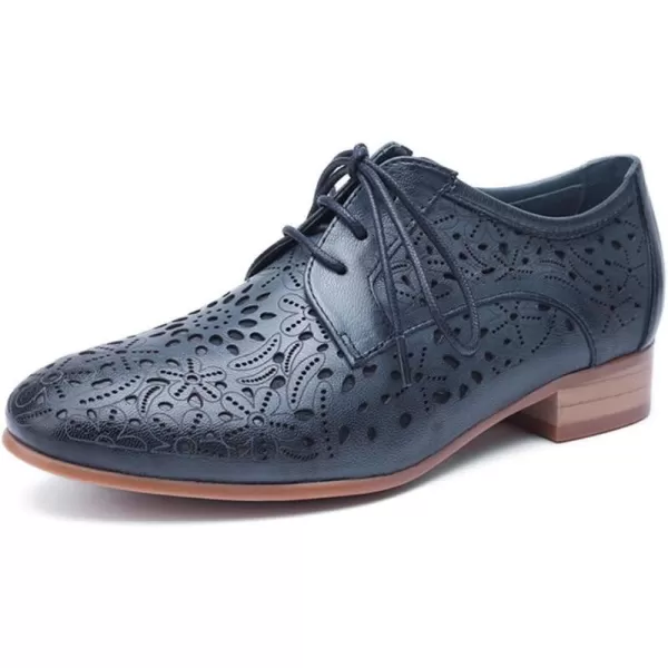 Mona flying Women's Leather Perforated Lace-up Oxfords Brogue Derby Shoes for Ladies