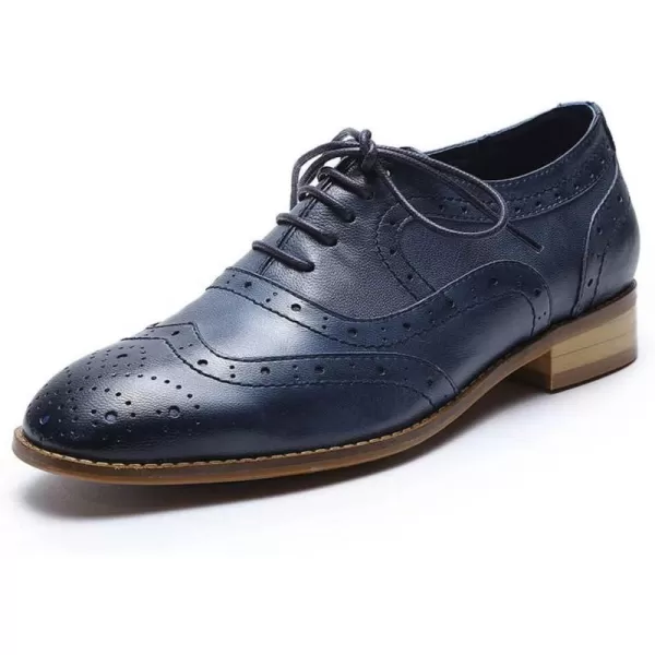 Mona flying Women's Leather Perforated Lace-up Oxfords Brogue Wingtip Derby Shoes for Ladies