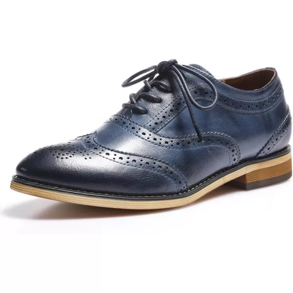 Mona flying Women's Leather Perforated Lace-up Oxfords Brogue Wingtip Derby Shoes for ladis Women