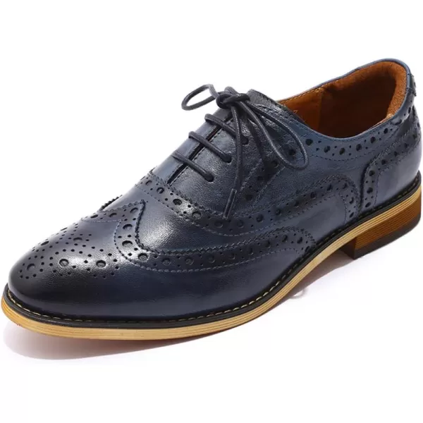 Mona flying Women's Leather Perforated Lace-up Oxfords Brogue Wingtip Derby Shoes for ladis Women