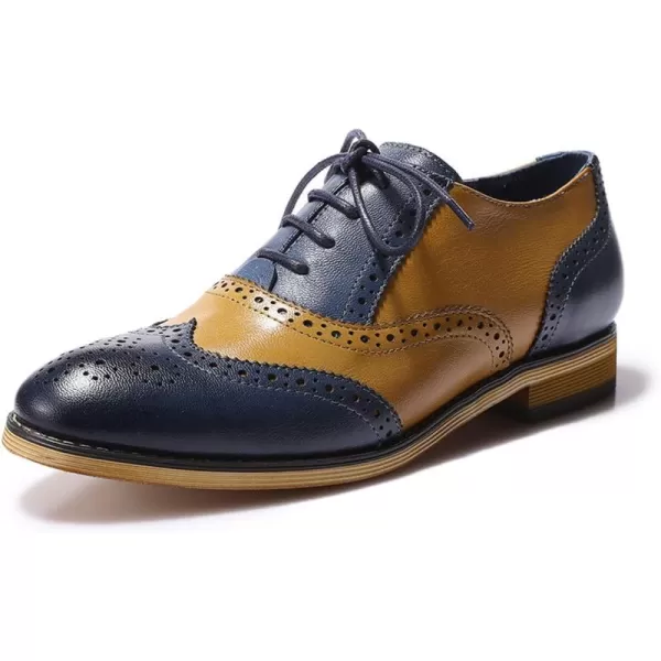 Mona flying Womens Vintage Wingtip Oxfords Ladies Lace up Leather Shoes