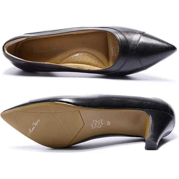 Mona flying Leather Retro Pointed Toe Pumps Women Kitten Heels Dressy Casual Shoes