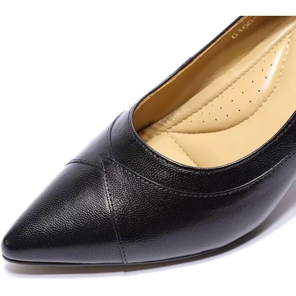 Mona flying Leather Retro Pointed Toe Pumps Women Kitten Heels Dressy Casual Shoes